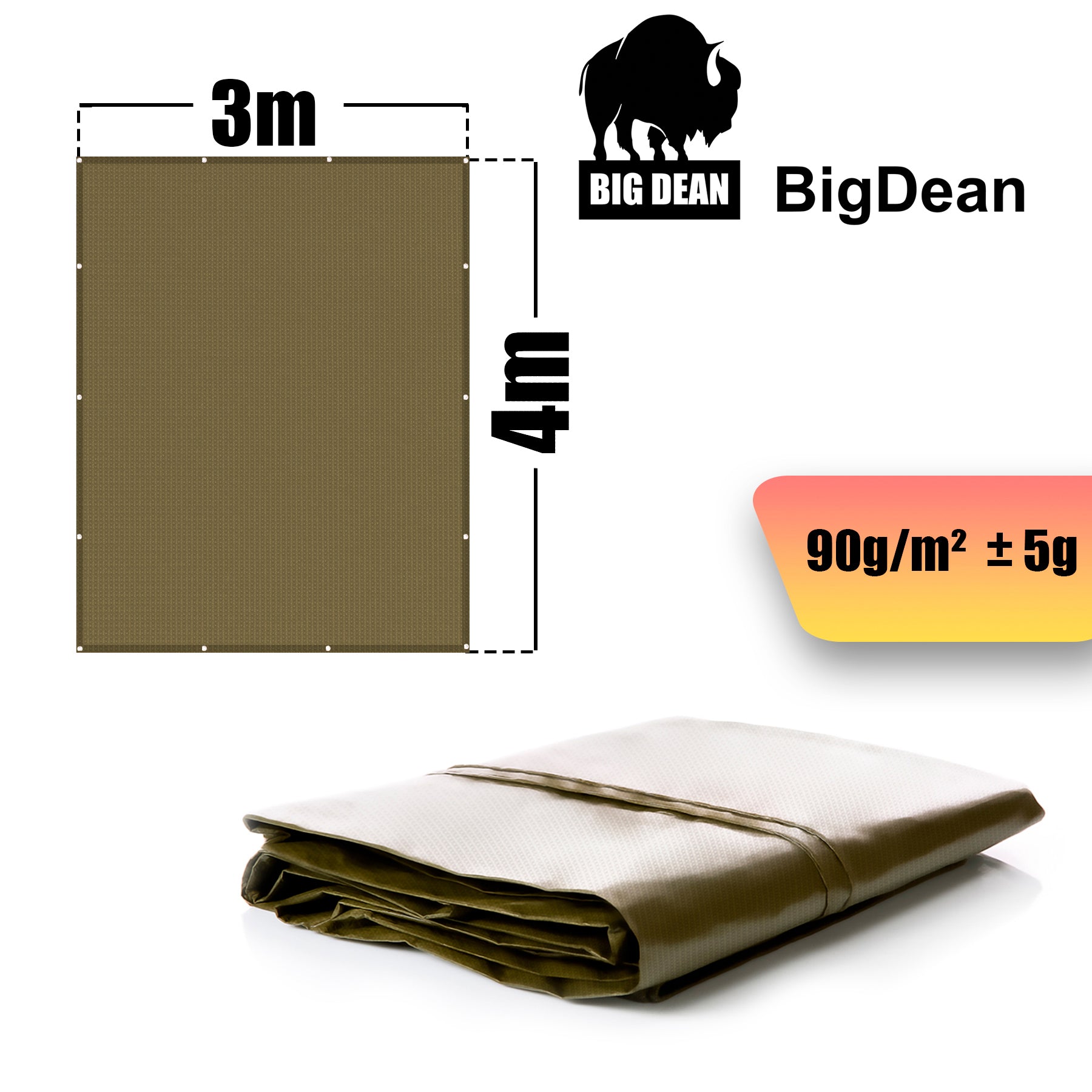 BigDean Abdeckplane 3x4 m 90g/m² wasserdicht grün