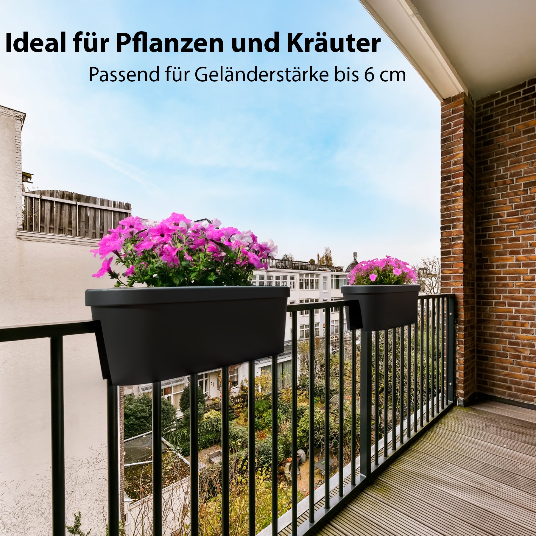 BigDean Garten Blumenkasten 60 cm Balkon Geländer 2 Stück