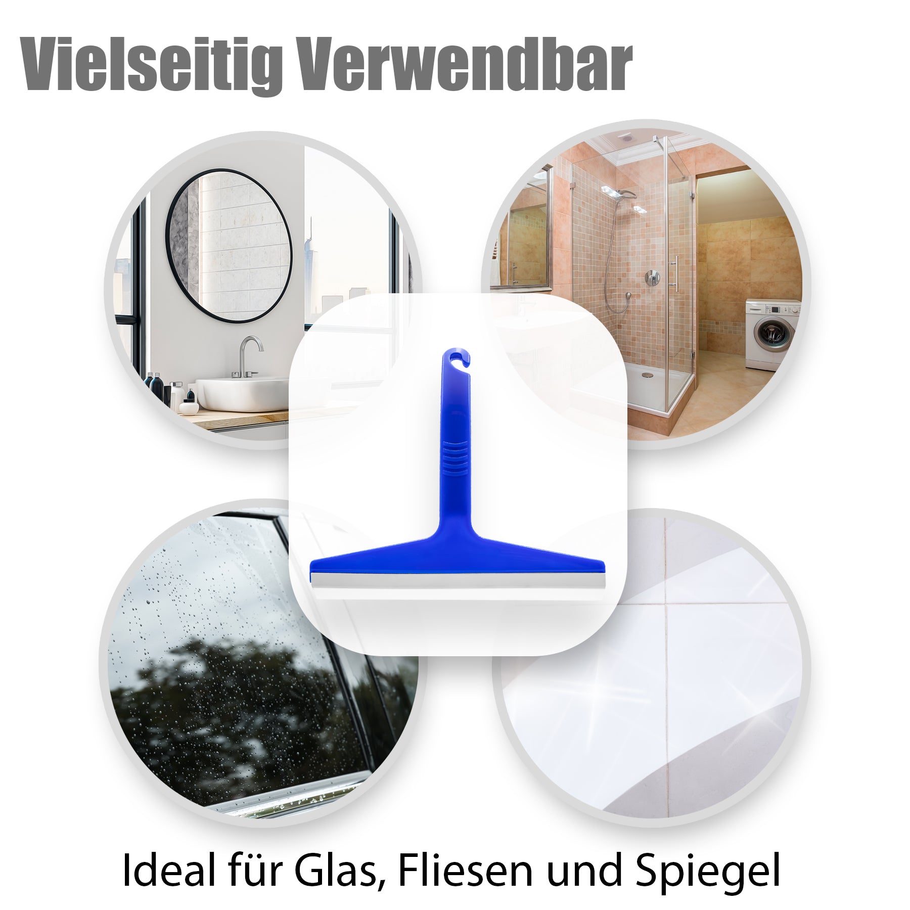 BigDean Bad Duschabzieher Silikon blau 23,5cm 3er