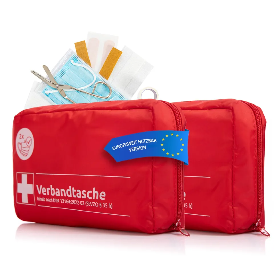 BigDean Verbandskasten DIN 13164 rot 2er Set Auto Erste Hilfe