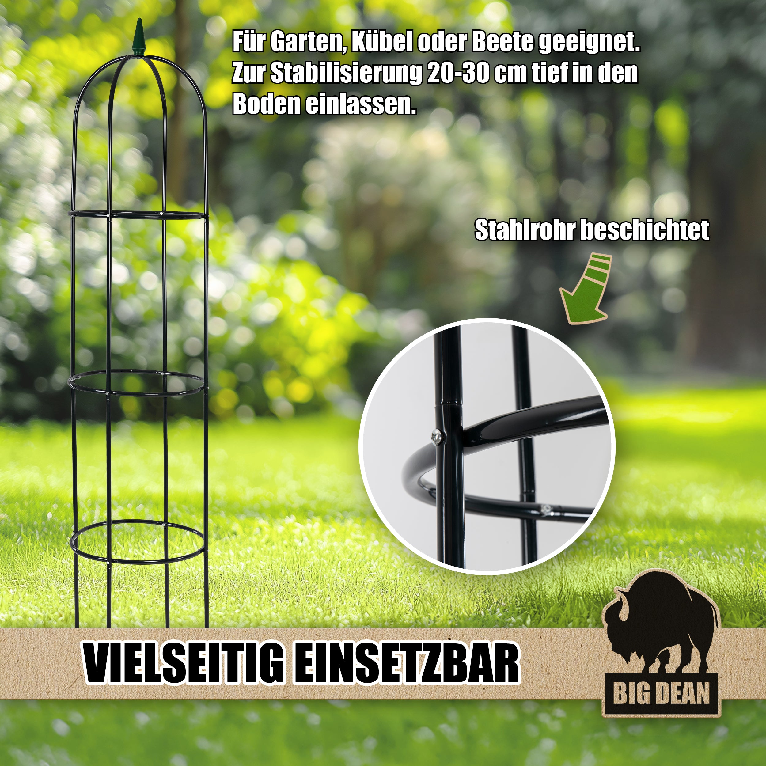 BigDean Garten Rankgitter Metall 1,93 m Obelisk Spalier