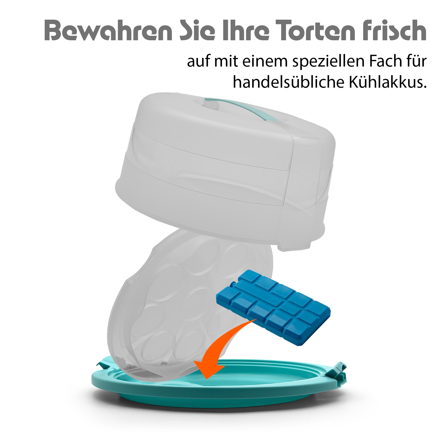 BigDean Kuchen Transportbox rund Kühlfach eisblau 2 Stück