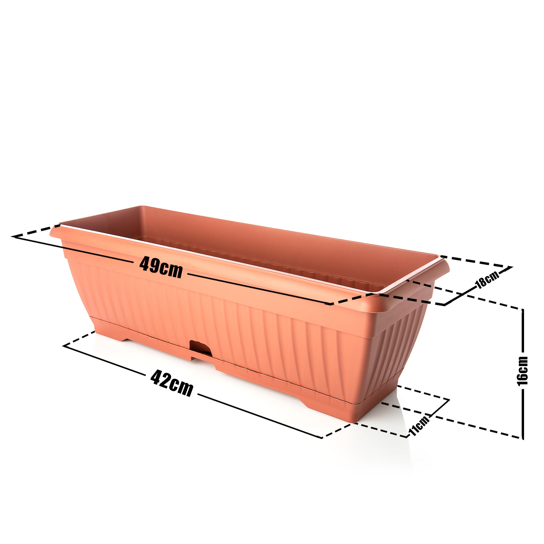 BigDean Blumenkasten Terracotta 50cm 3er Wasserspeicher