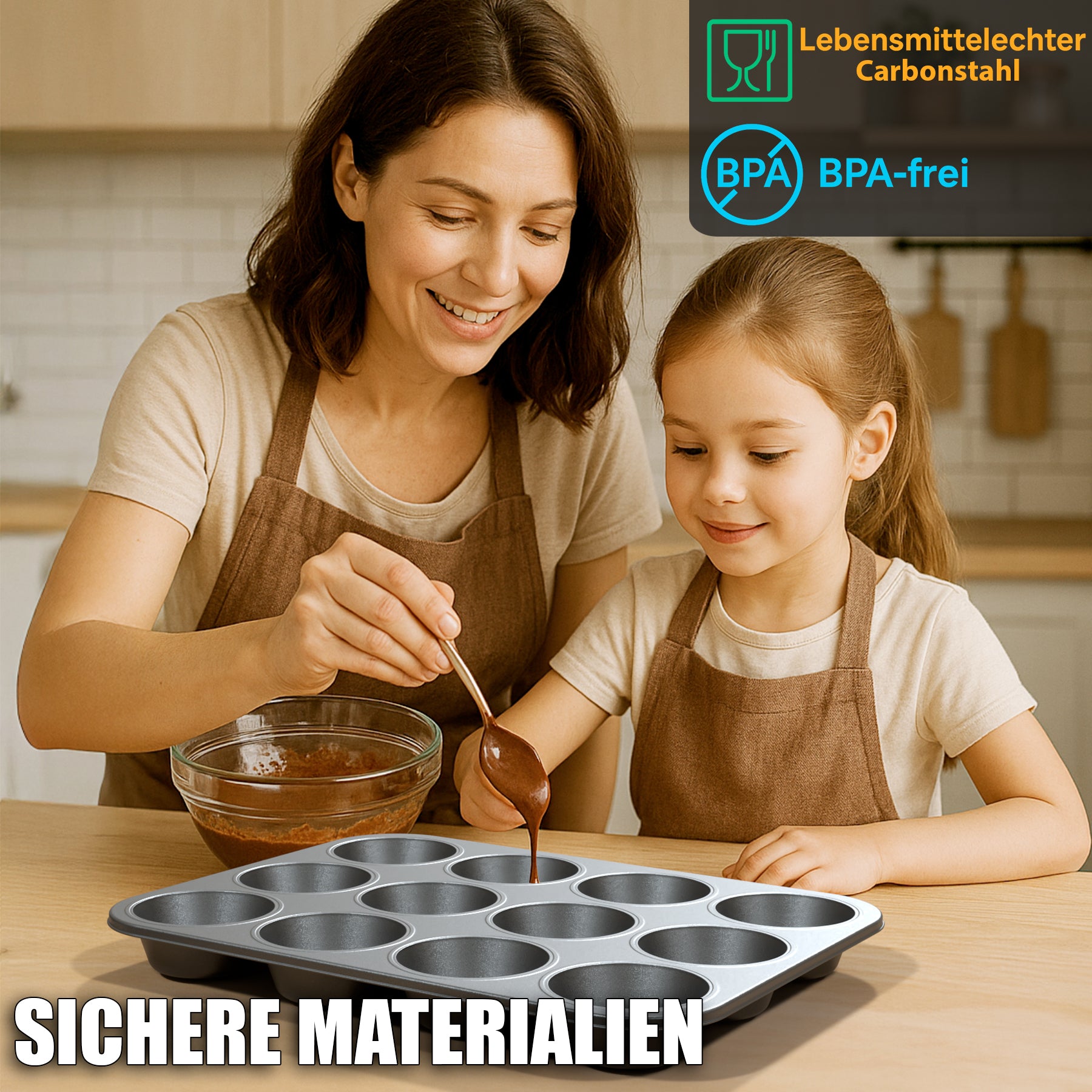 BigDean Muffin Backform 2er Set antihaft Carbonstahl