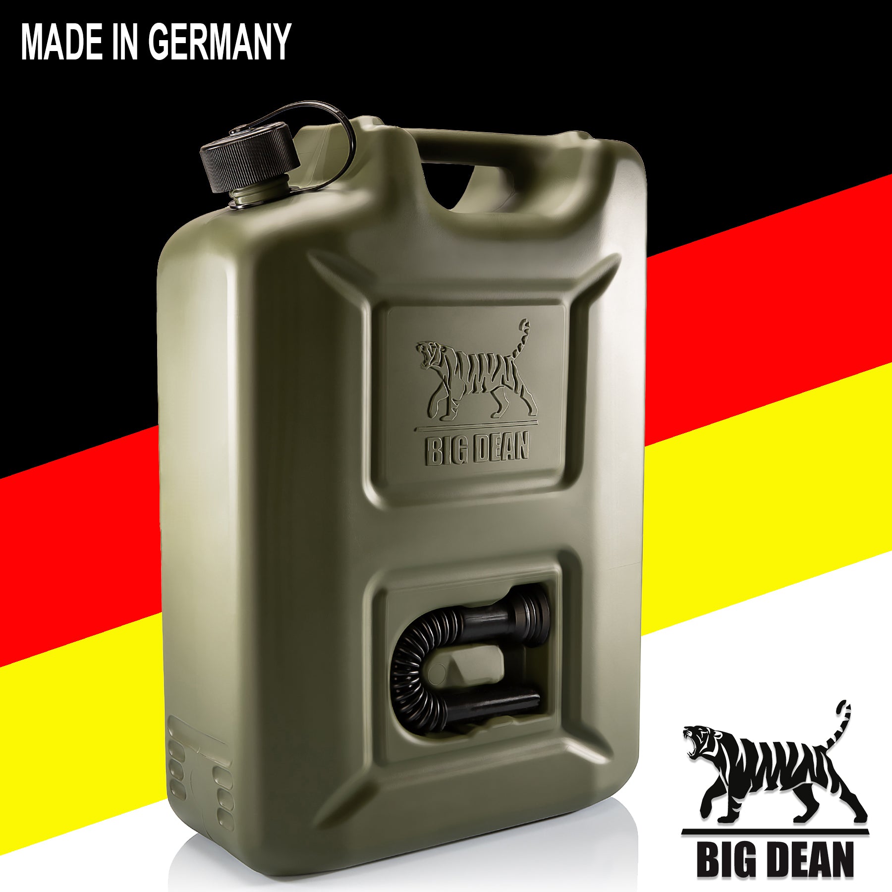BigDean Benzinkanister 20L Olivgrün 5 Stück mit Ausgießer