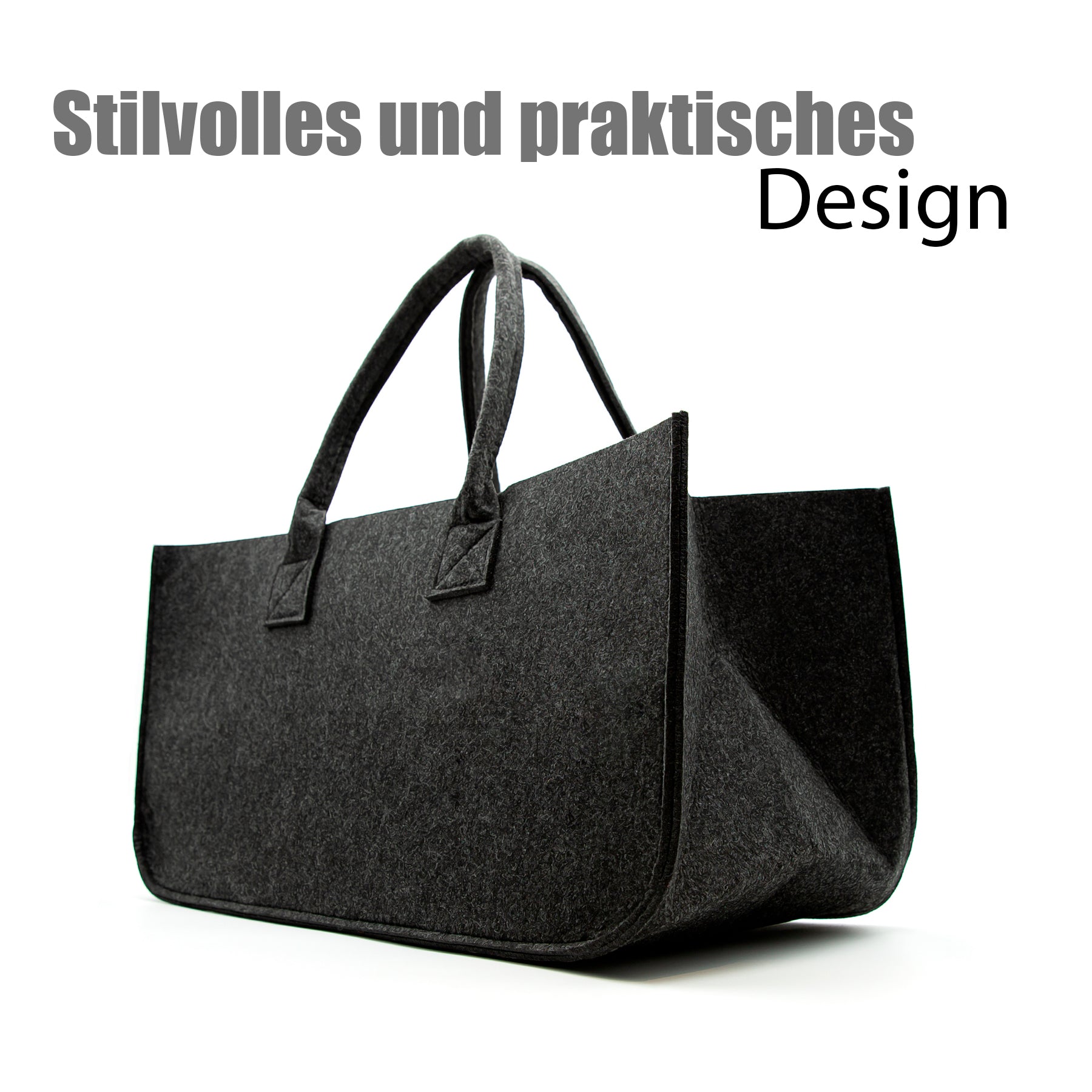 BigDean Filztasche groß anthrazit 30L Kaminholzkorb 3er Set