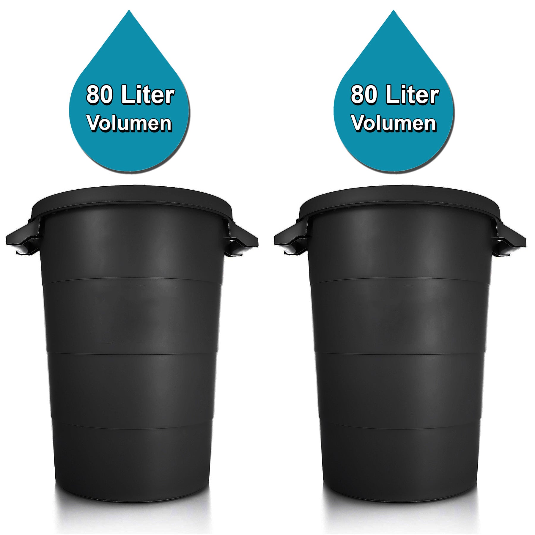 BigDean Haushalt & Alltag Universaltonne 80 Liter schwarz 2er wetterfest