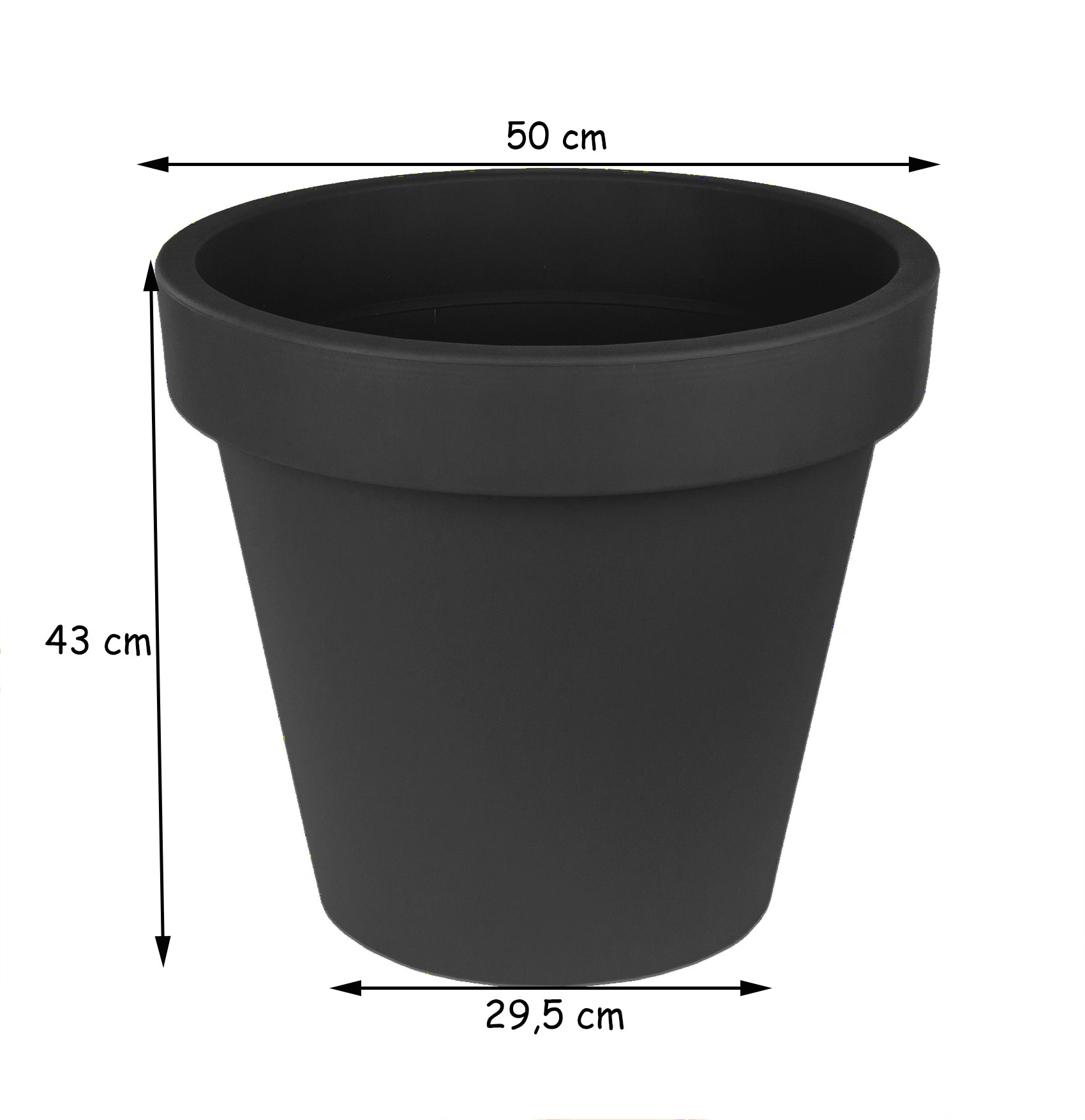 BigDean XL Blumentopf 50 cm Anthrazit Kunststoff