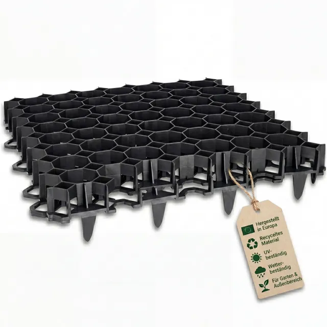 BigDean Rasengitter 50x50x4cm Schwarz 10 Stück befahrbar