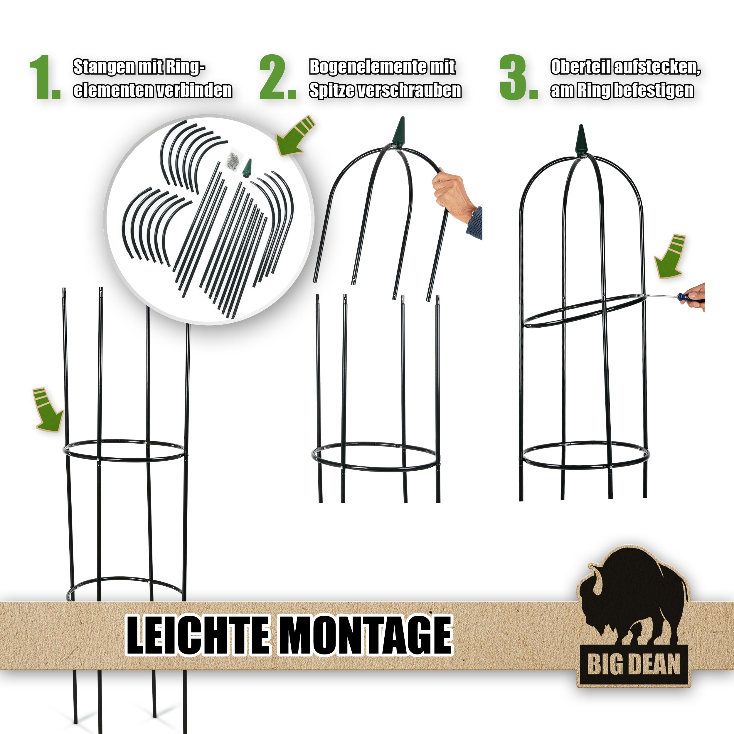 BigDean Garten Rankgitter Metall 1,93 m Obelisk Spalier
