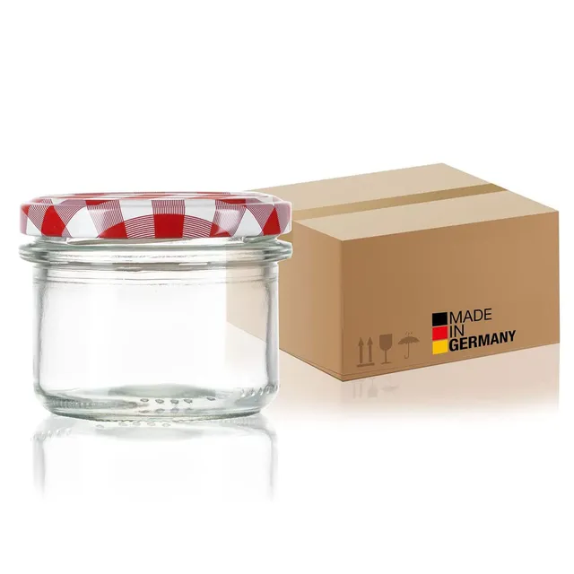 BigDean Marmeladengläser 230ml 36x rot kariert TO82