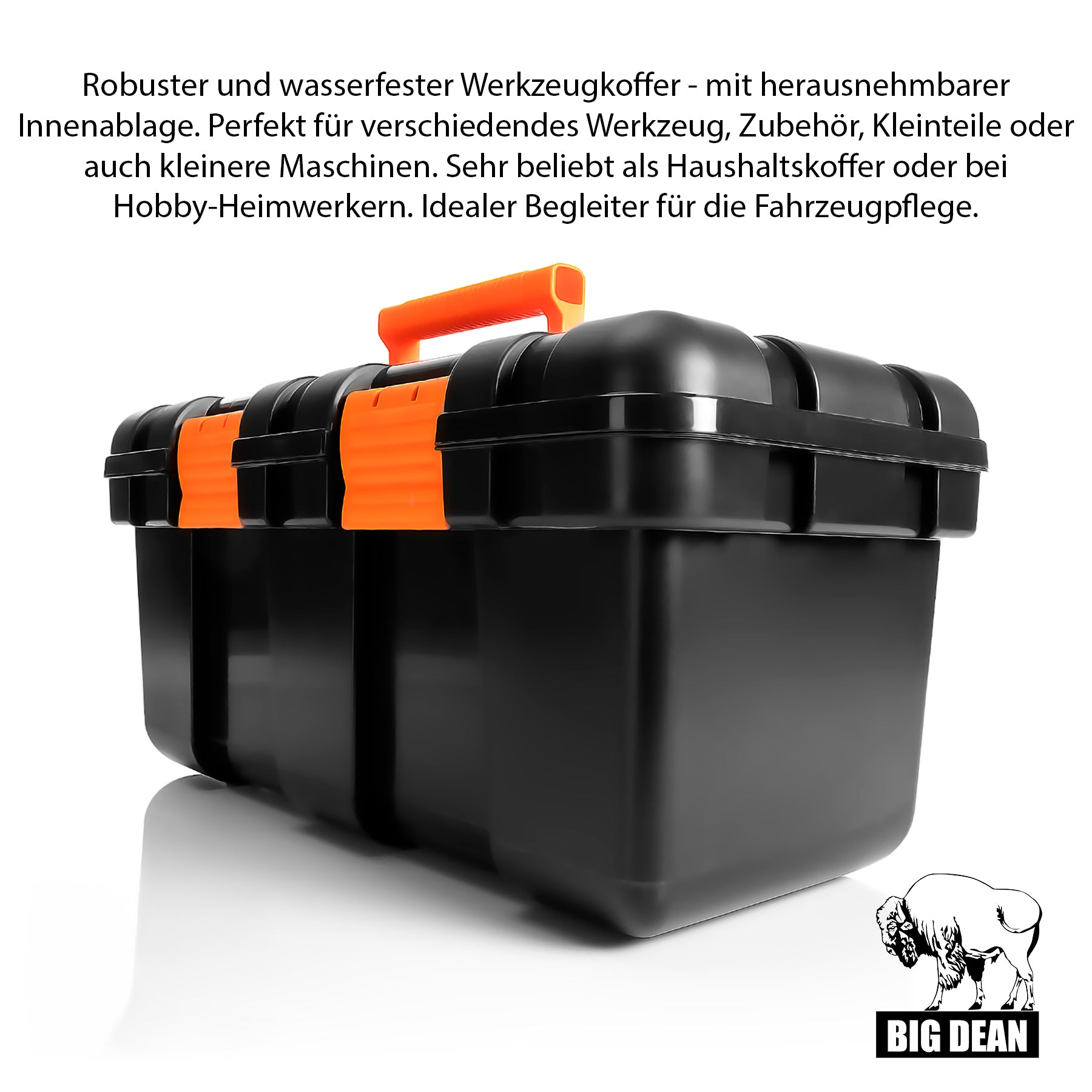 BigDean Werkzeugkoffer leer Werkzeugkiste 50 cm schwarz-orange