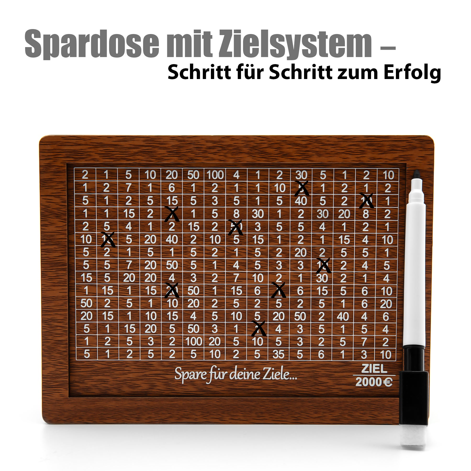 BigDean Aufbewahrung Spardose Holz 2000€ wiederverwendbar montiert