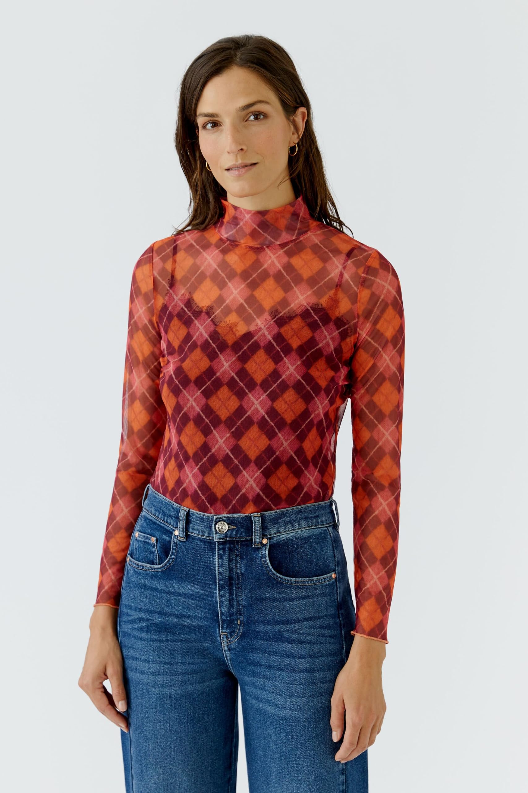 Oui Shirts & Tops Langarmshirt Alloverprint Größe 34