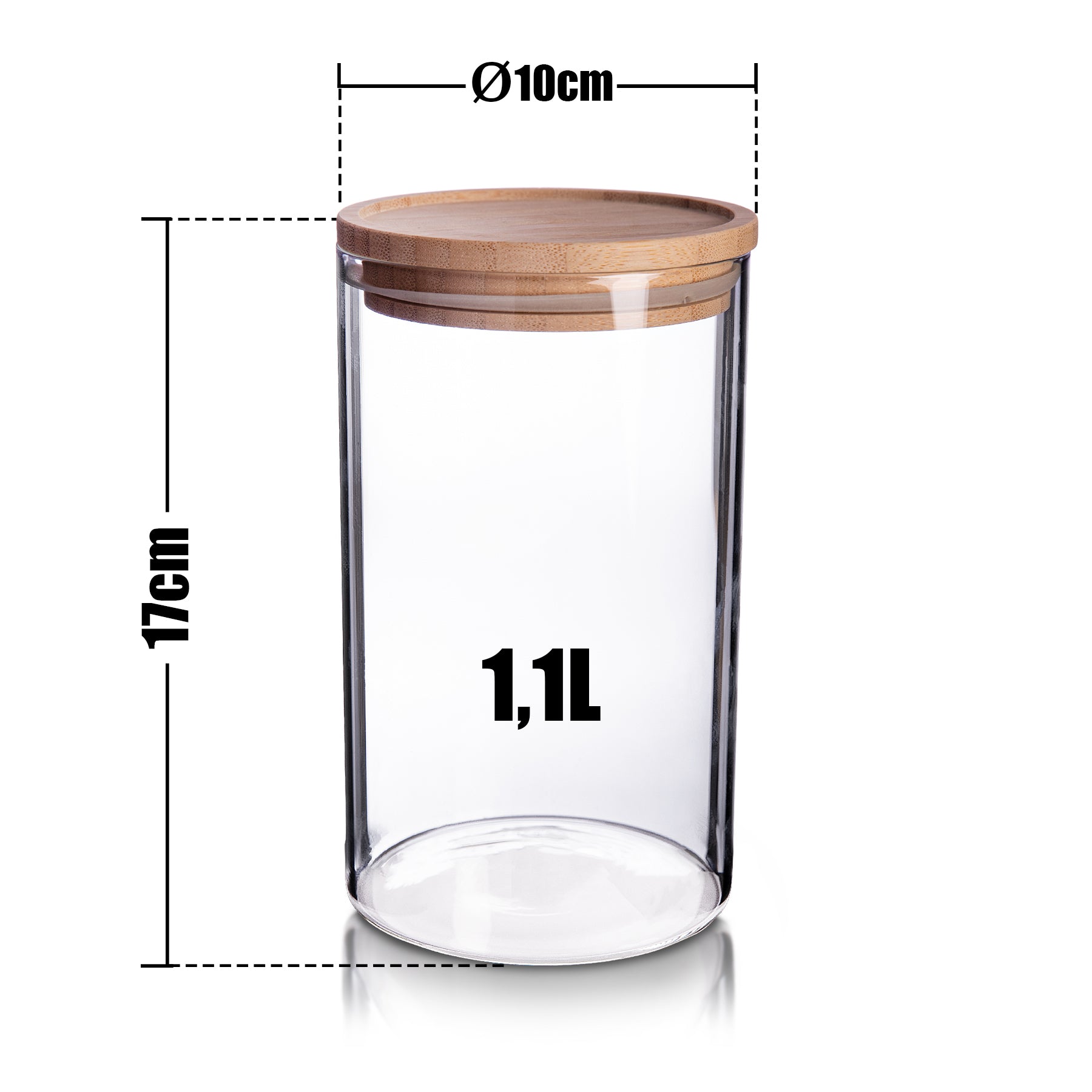 BigDean Küche & Vorrat Vorratsgläser 3er Set 1,1L Bambus