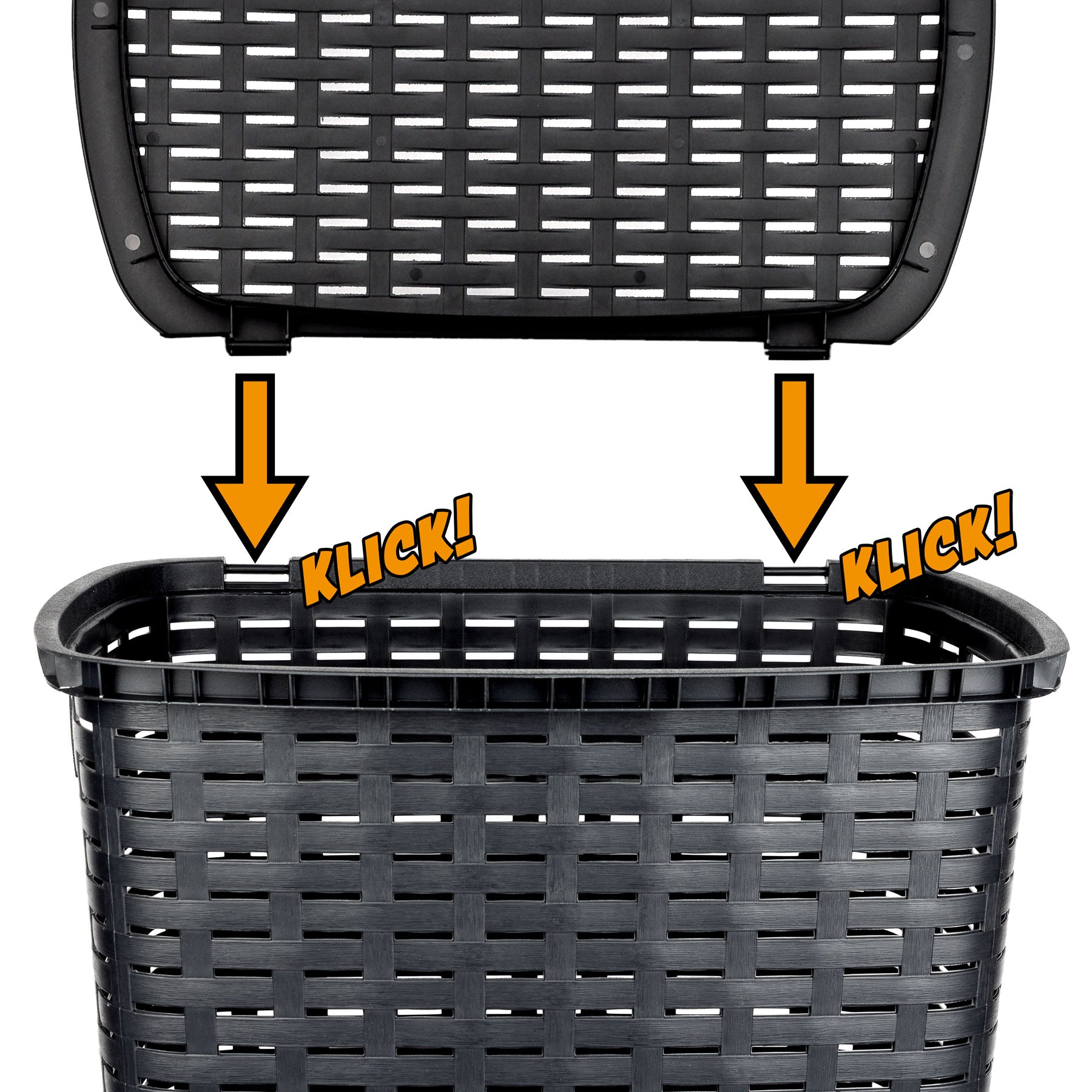 BigDean Haushalt Wäschesammler 55L anthrazit Rattan-Optik