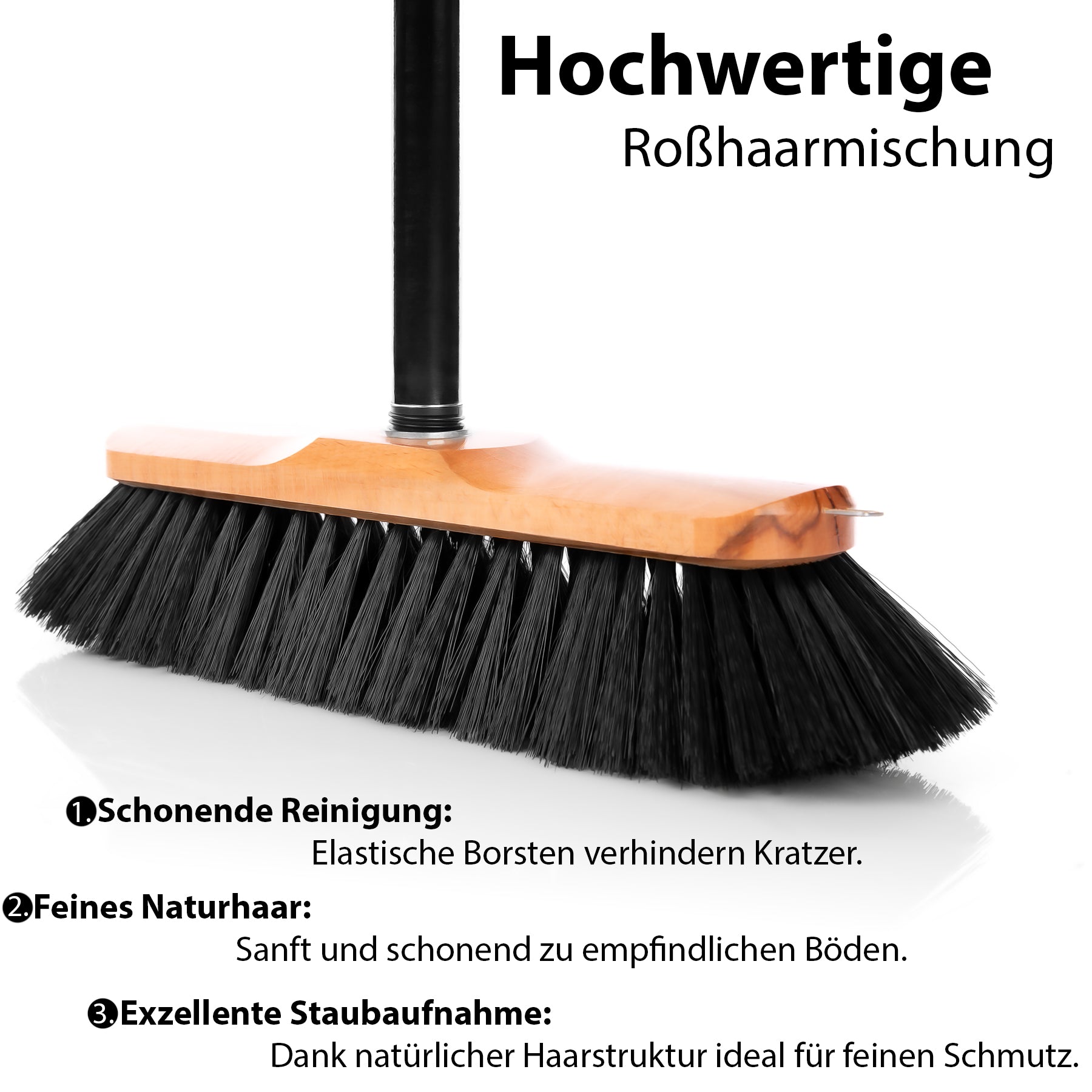 BigDean Bad Zimmerbesen Rosshaar 150cm 2er Set Stiel