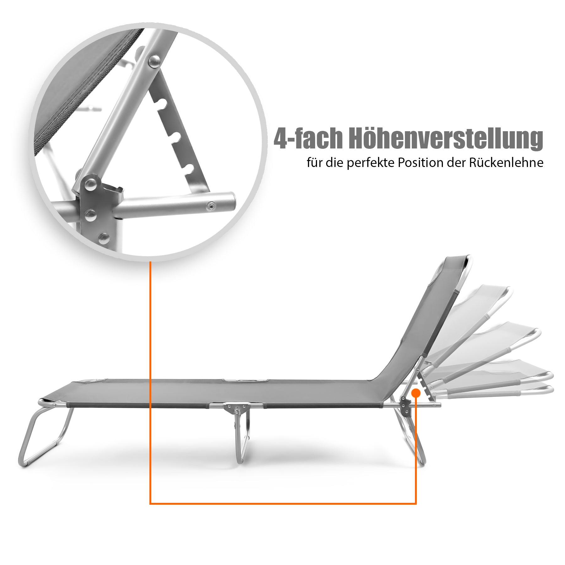 BigDean Sonnenliege Klappbar Dunkelgrau 150kg Oxford