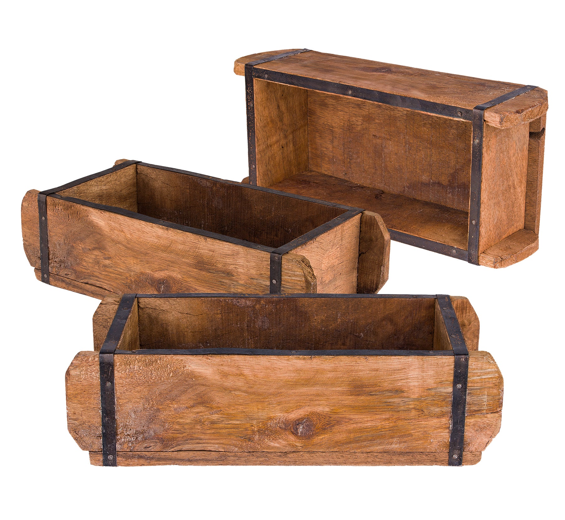 BigDean Ziegelform Holzkiste 32x14x9cm 3er Set Vintage Unikat