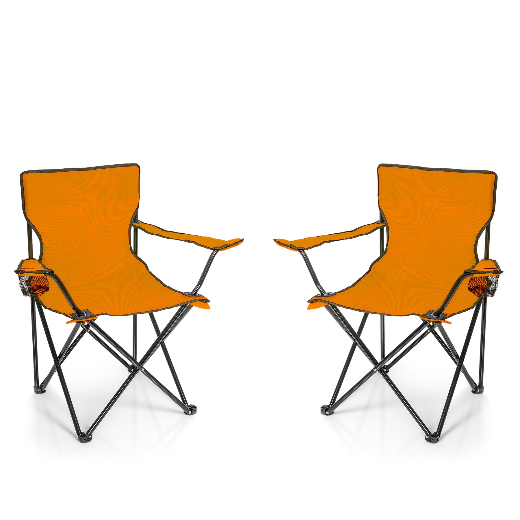 BigDean Faltstuhl Orange 2er mit Getränkehalter Tasche