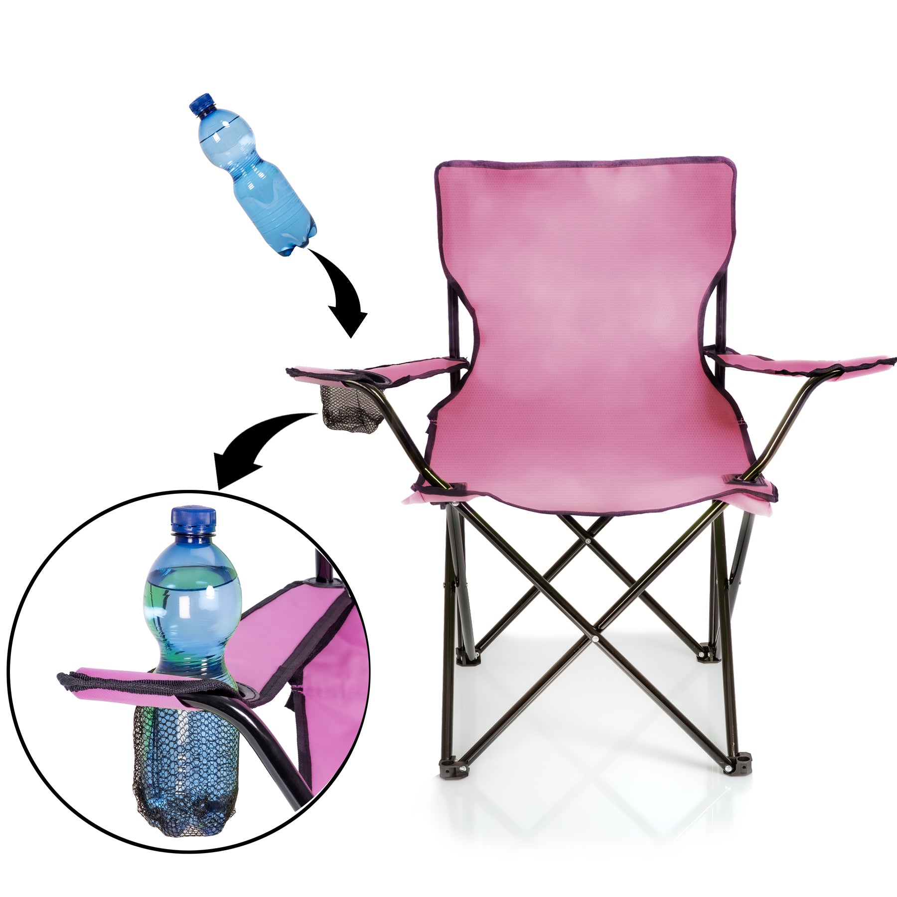 BigDean Faltstuhl pink Campingstuhl Getränkehalter 120 kg