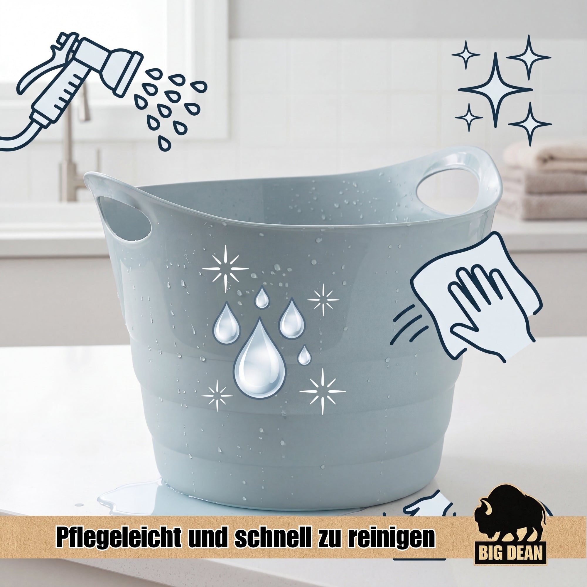 BigDean Gummitrog flexibel 50L Mehrzwecktrog 4er Tragegriffe