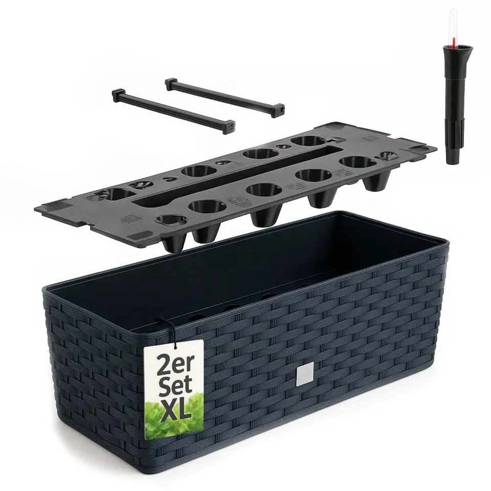 BigDean Blumenkasten Wasserspeicher Anthrazit 51 cm 2 Stk