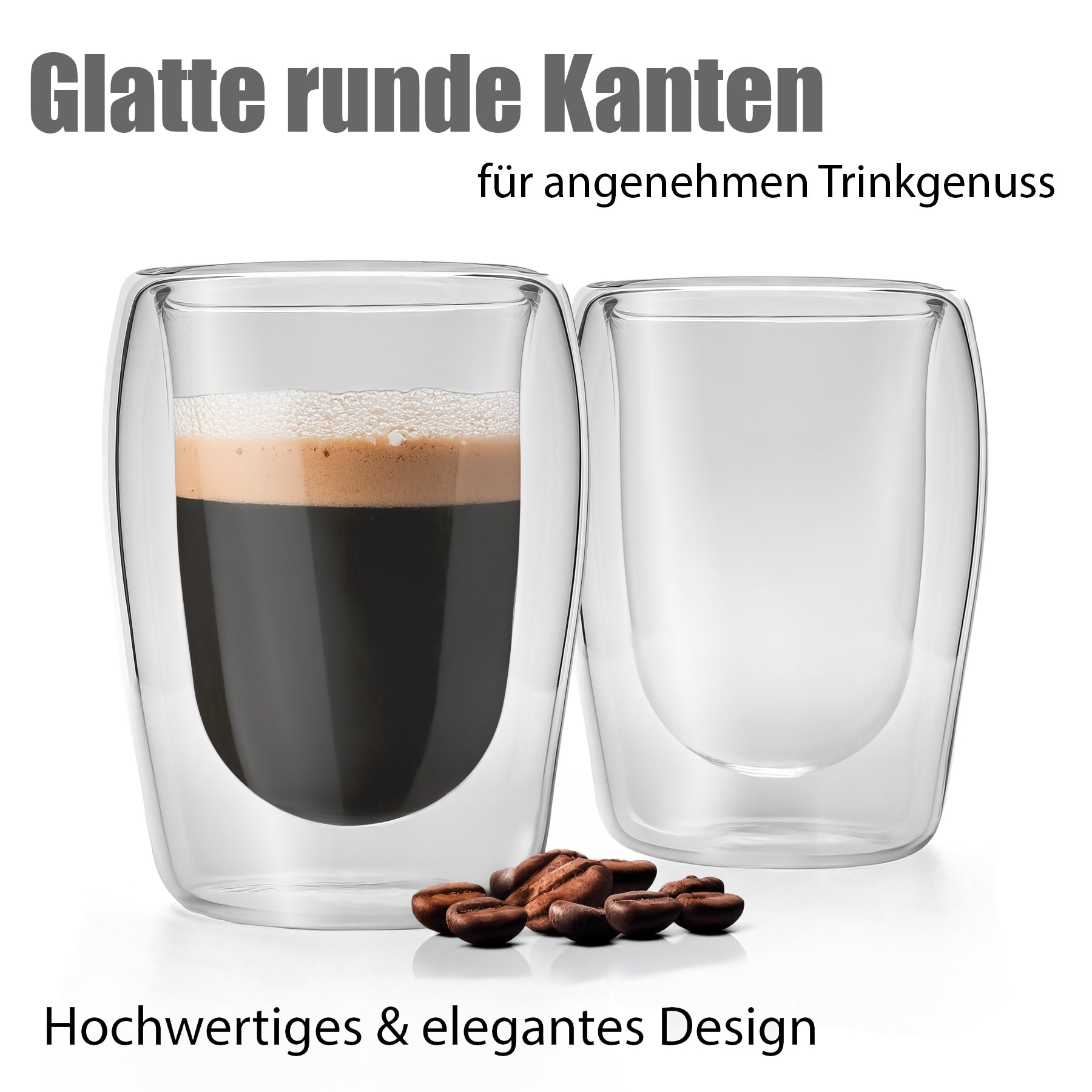 BigDean Espressogläser 80ml doppelwandig 6er Set Glas