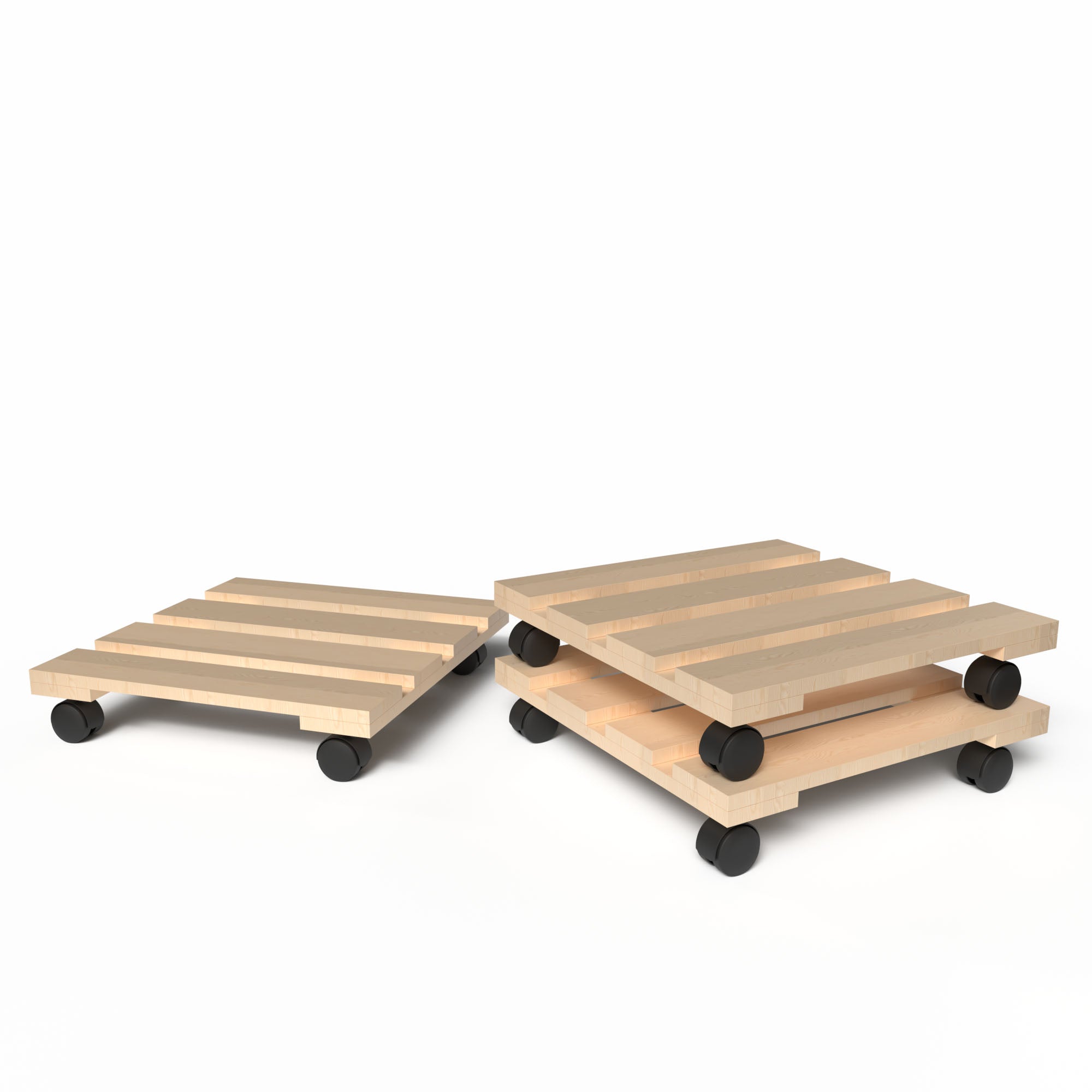 BigDean Pflanzenroller Holz 30cm Rolluntersetzer 120kg 3Stk