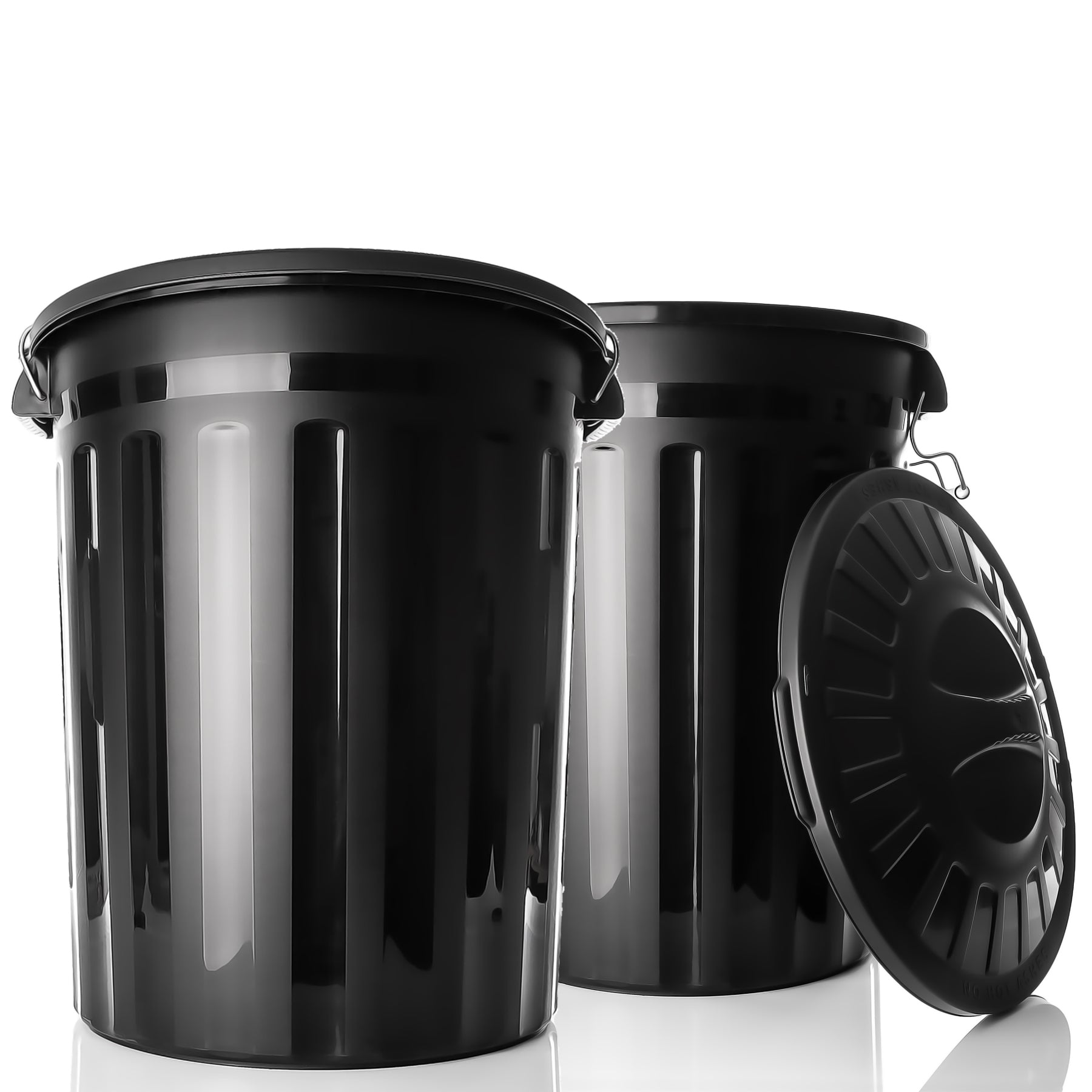 BigDean Universaltonne 80L 2er Set Mülltonne mit Deckel Schwarz
