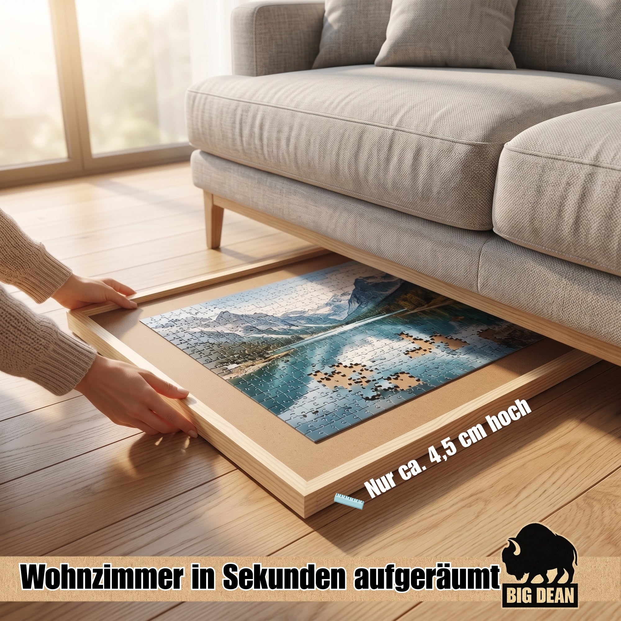 BigDean Puzzletisch extra groß 76x57 cm Puzzlebrett 1000 Teile