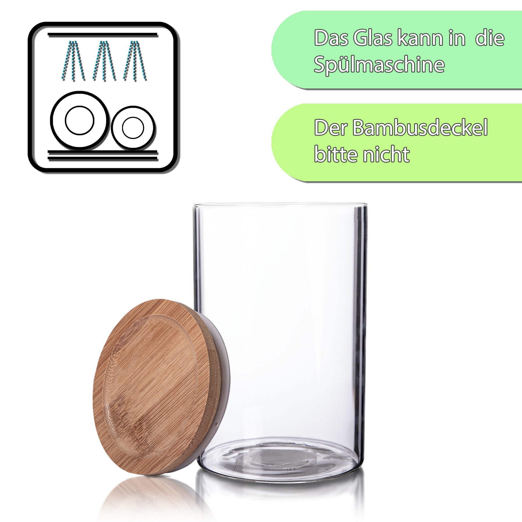 BigDean Küche & Vorrat Vorratsglas 1,1L Bambusdeckel luftdicht
