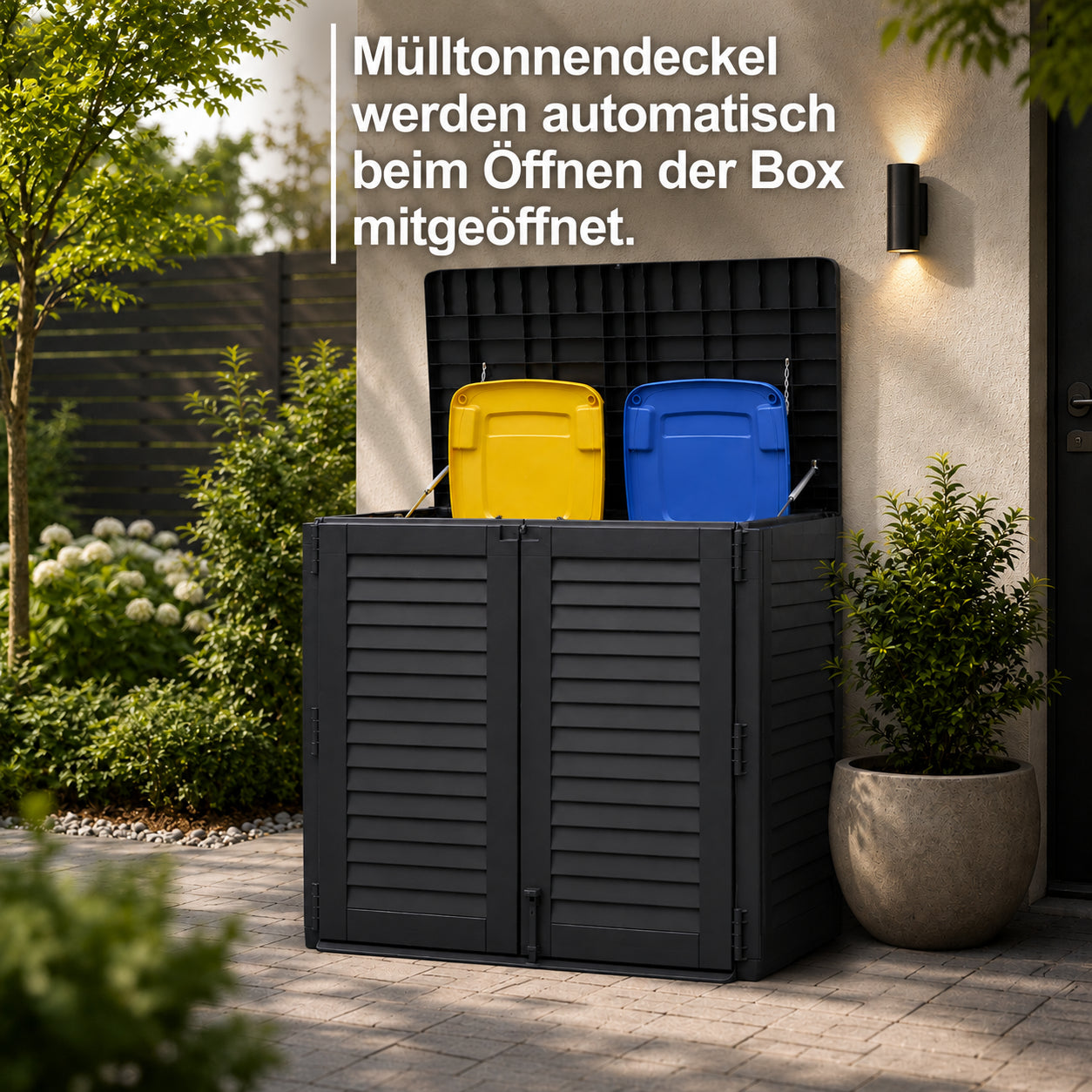 BigDean Haushalt & Alltag Mülltonnenbox 2er Schwarz 950 L
