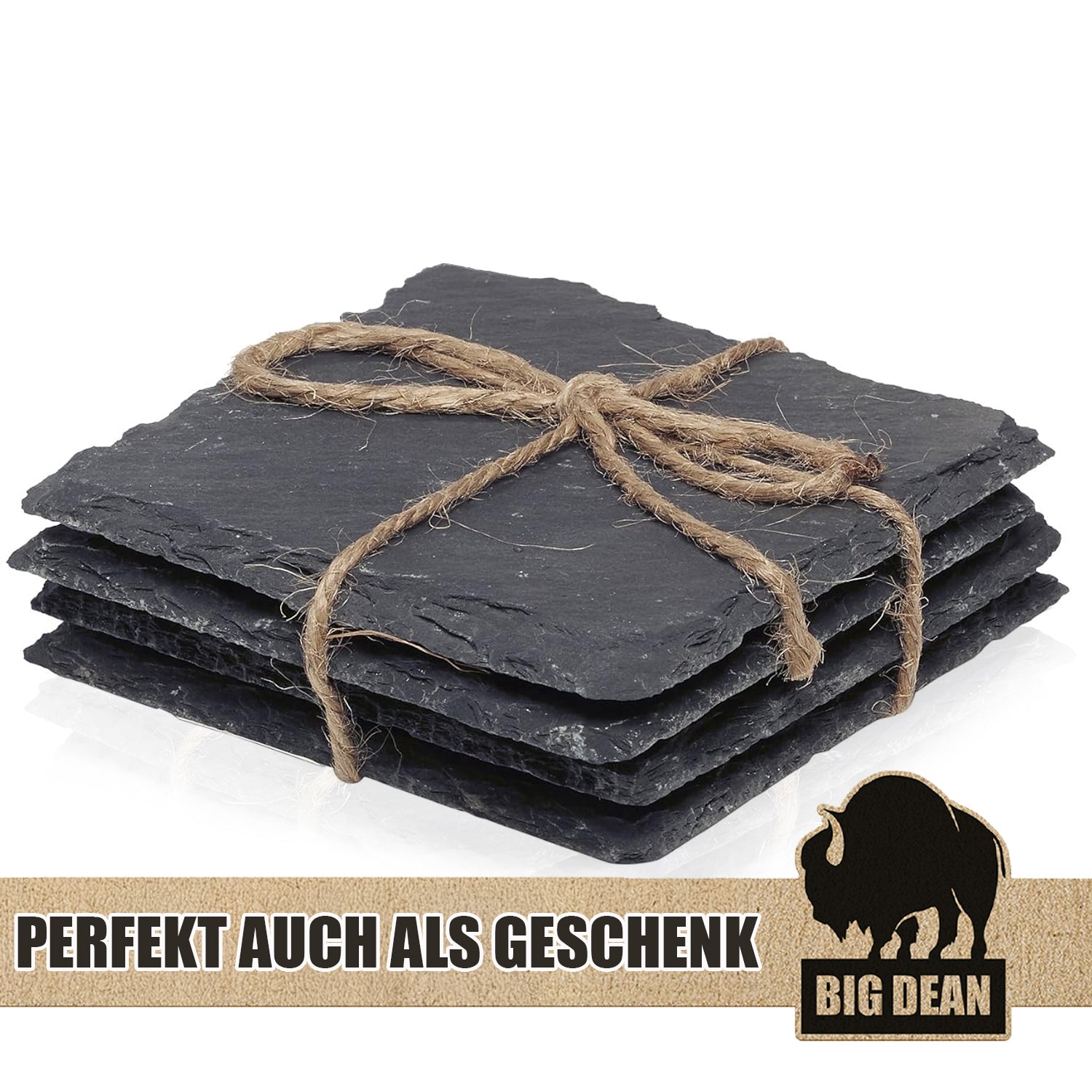 BigDean Haushalt & Alltag Schiefer Untersetzer 10x10 8er Set