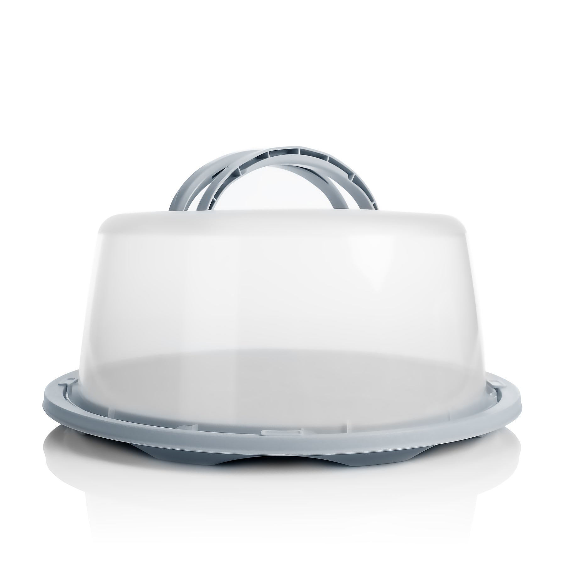 BigDean Kuchentransportbox rund Tortenbox pastellgrau Tragegriff