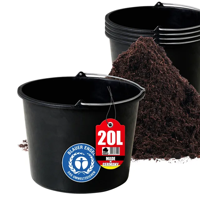 BigDean Haushalt & Alltag Baueimer 20l Eimer 5er schwarz mit Skala