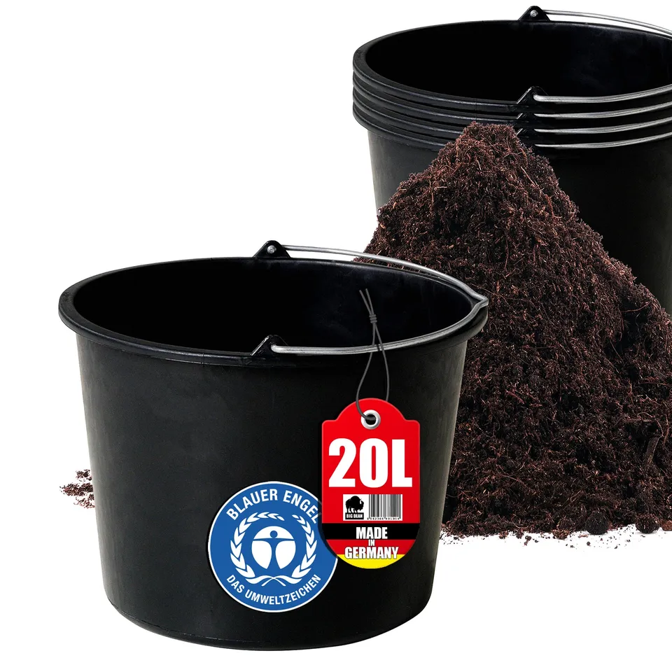 BigDean Haushalt & Alltag Baueimer 20l Eimer 5er schwarz mit Skala