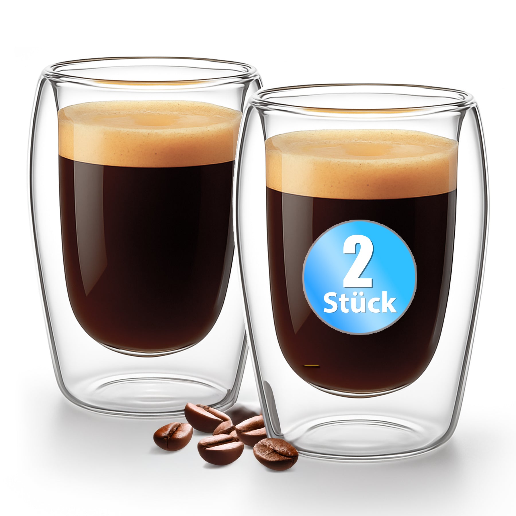 BigDean Espresso Gläser Doppelwandig 80ml Glas 2er Borosilikat