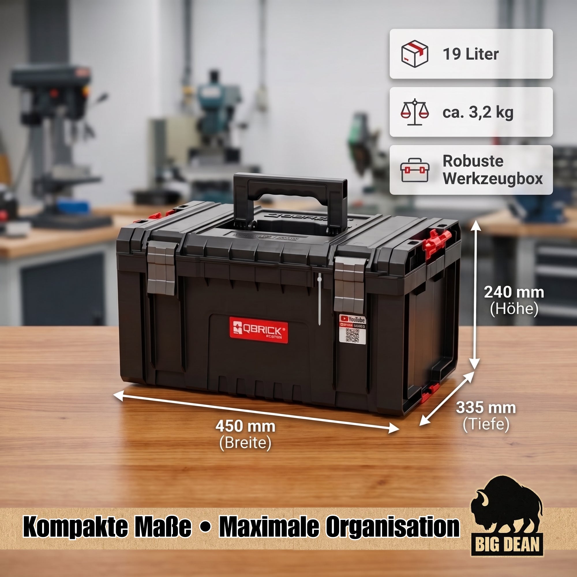 BigDean Werkzeug Qbrick Toolbox 2.0 19L modular 450mm