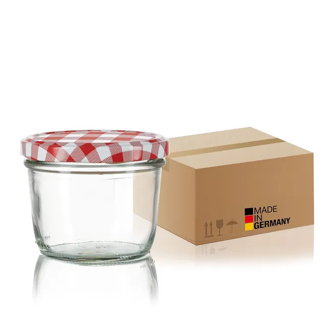 BigDean Marmeladengläser 230ml Rot kariert 48 Stück