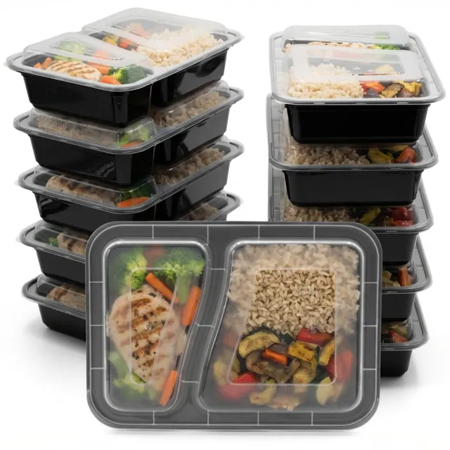 BigDean Küche Meal Prep Boxen 10 Stk 2 Fächer BPA-frei