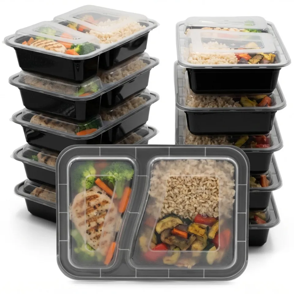 BigDean Küche Meal Prep Boxen 10 Stk 2 Fächer BPA-frei