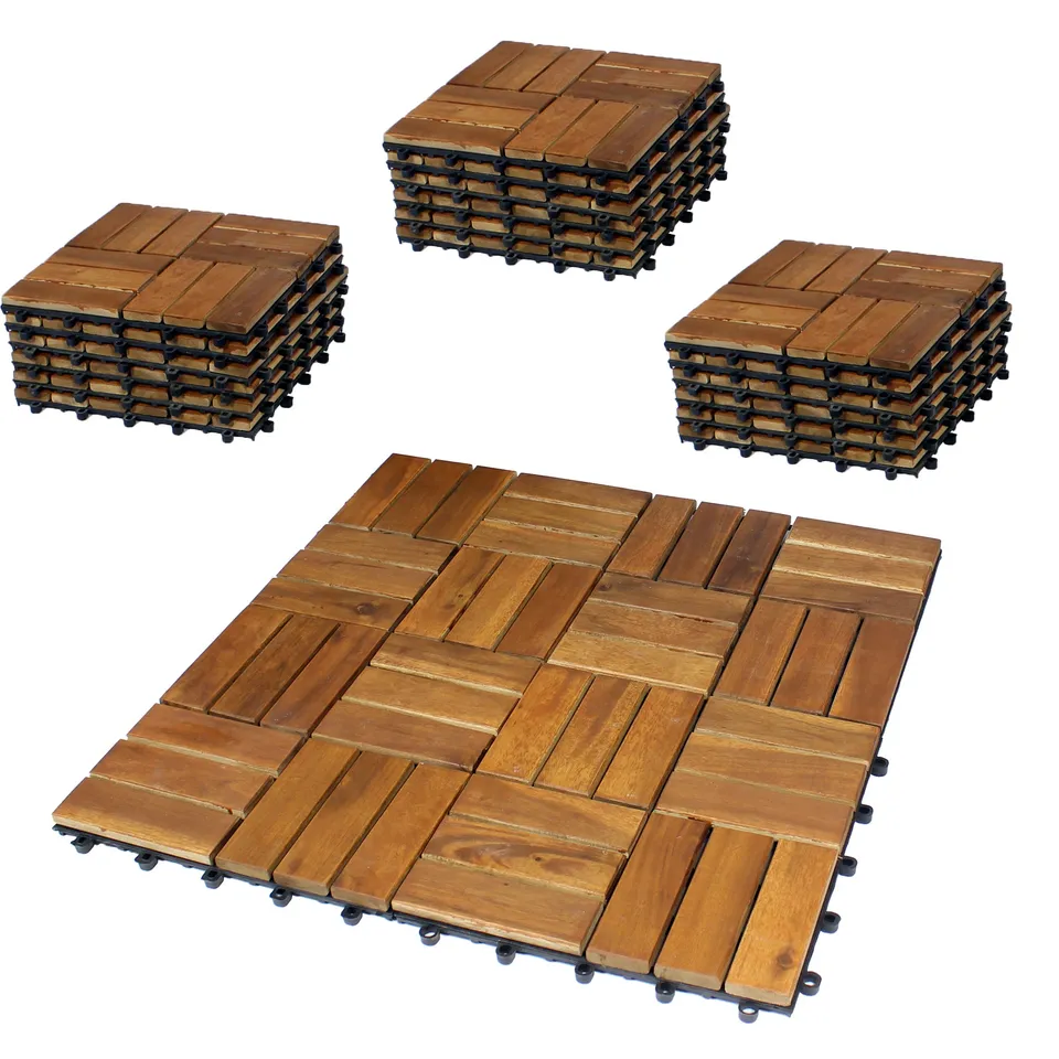 BigDean Holzfliesen Akazie 30x30cm 33 Stück 3 qm