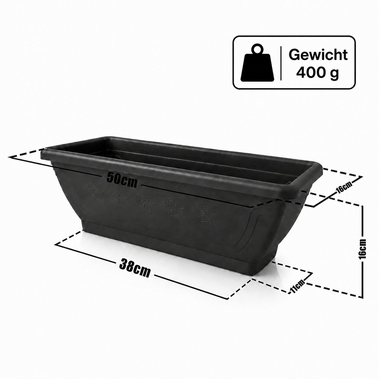 BigDean Garten Blumenkasten 50cm Anthrazit 3er Set