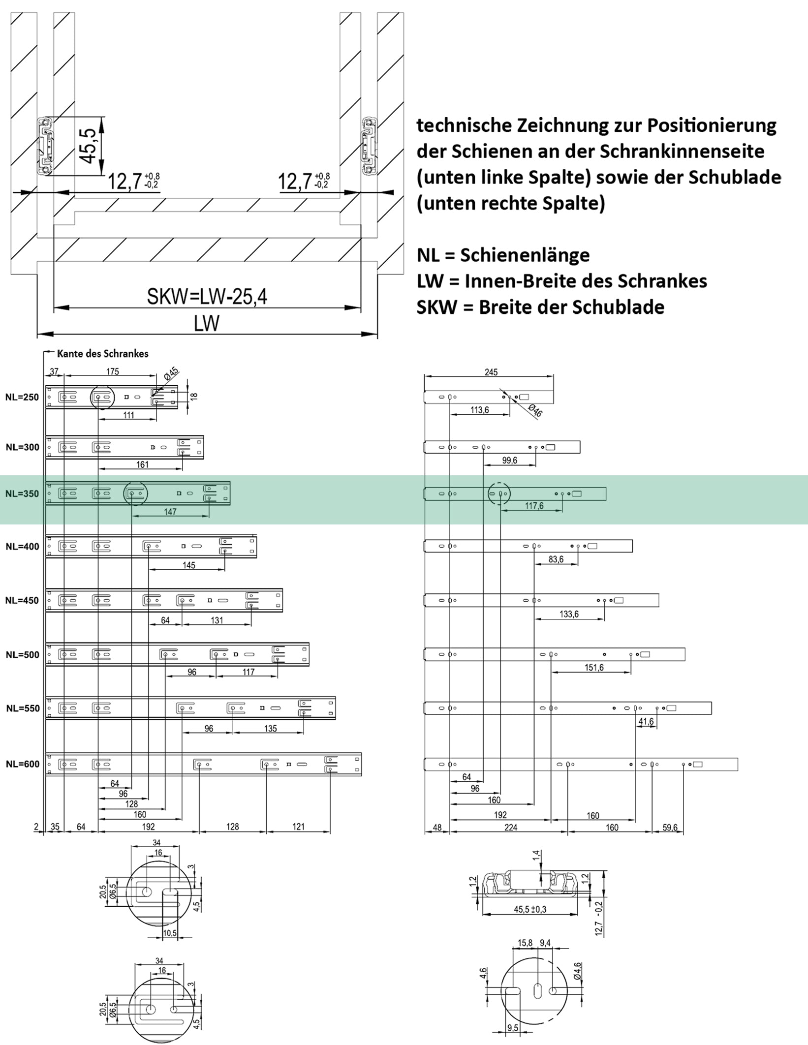 BigDean Werkzeug & Handwerk Schubladenschienen 350mm 10 Paar Softclose