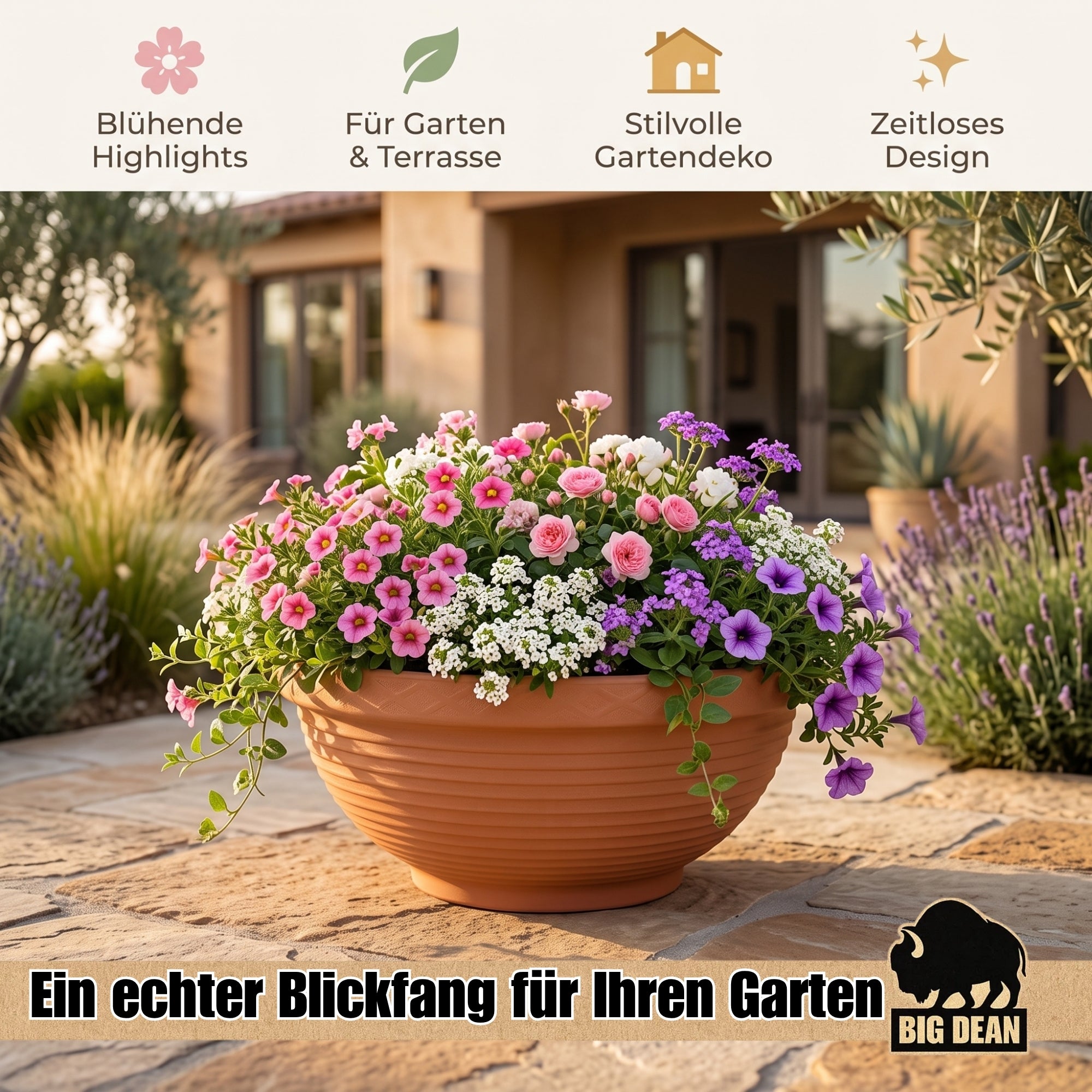 BigDean XXL Pflanzschale 65cm Terrakotta Miniteich Schale