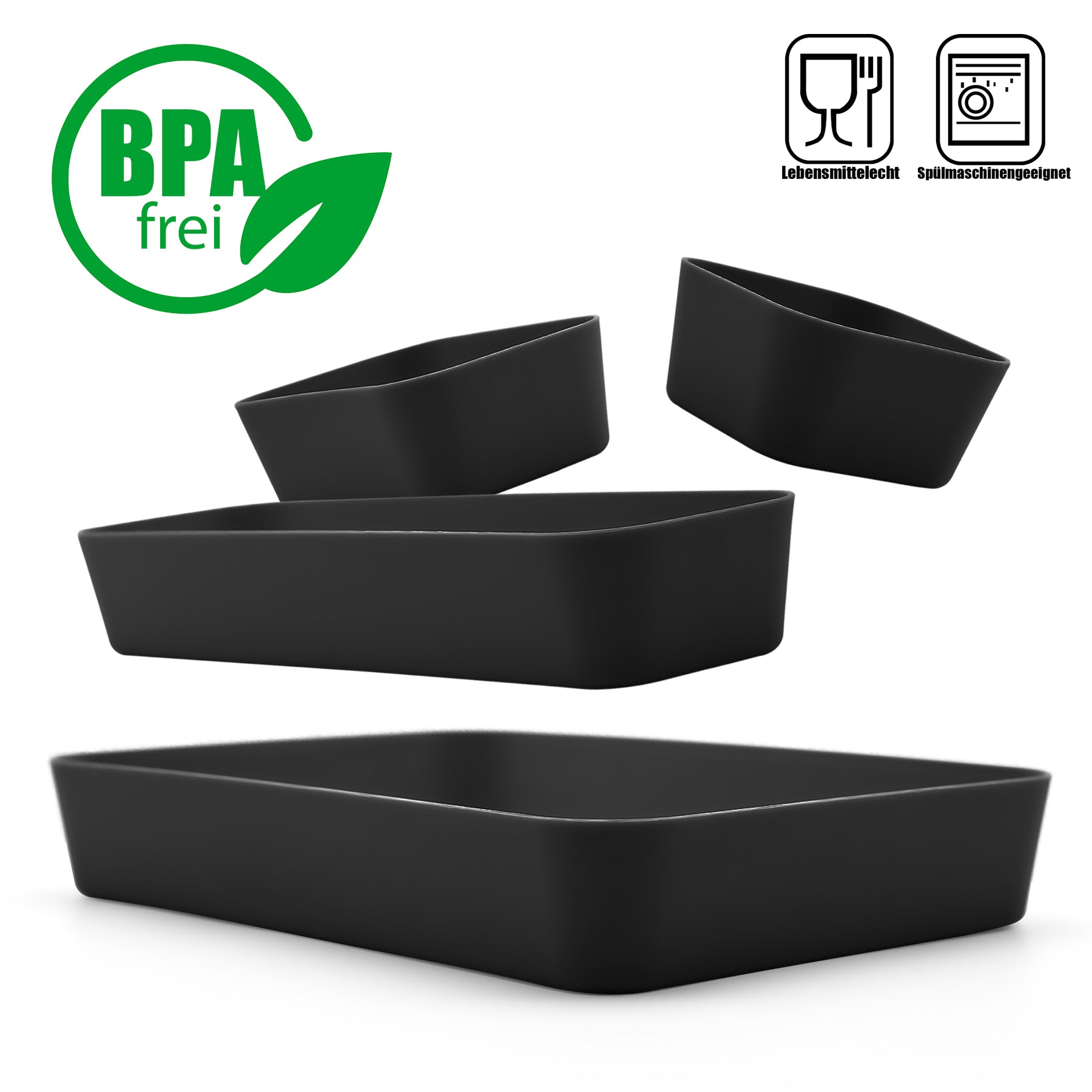 BigDean Schubladen Organizer 8-teilig schwarz PP-Kunststoff