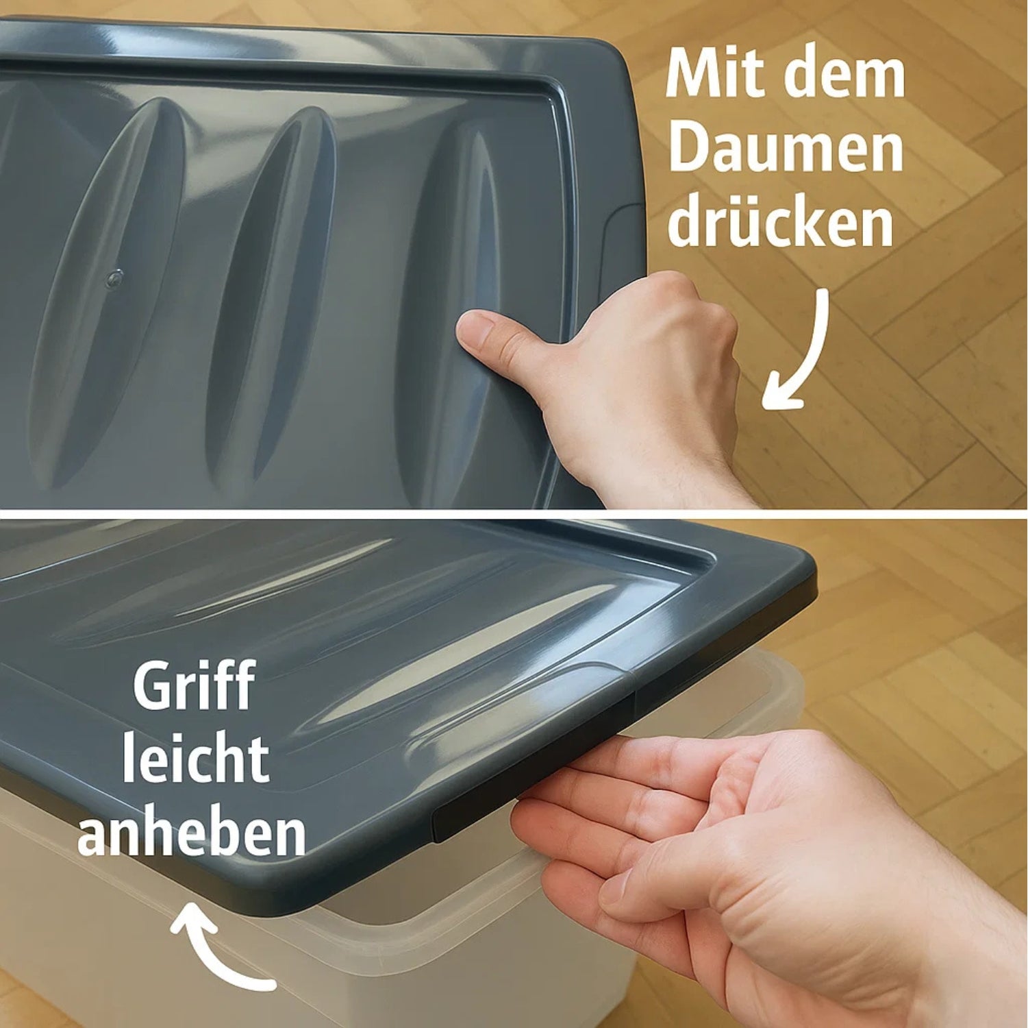 BigDean Budget Line Aufbewahrungsbox 60 L transparent 3er Set
