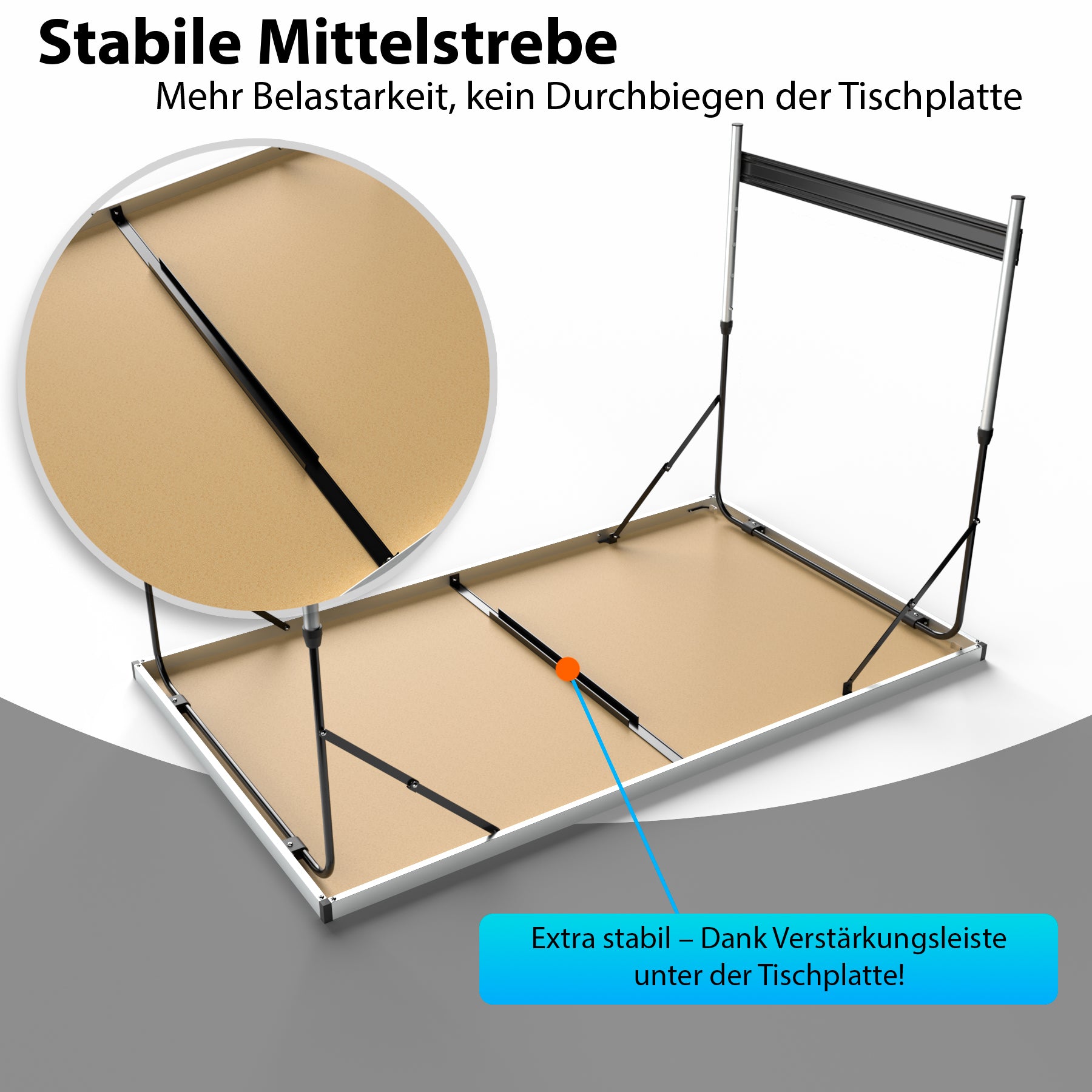BigDean Multifunktionstisch 100x60cm klappbar 30kg