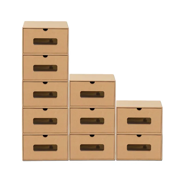 BigDean Schuhbox 10er Set mit Schublade und Sichtfenster